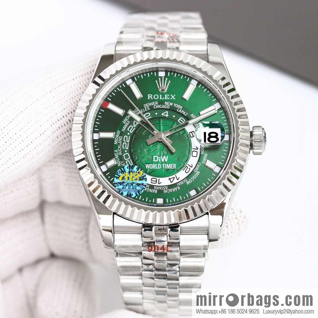 H8 new yin and yang Rolex Sky-Dweller Skywalker longitudinal bezel with Rolex Ring Command triangular pit pattern five-strand chain