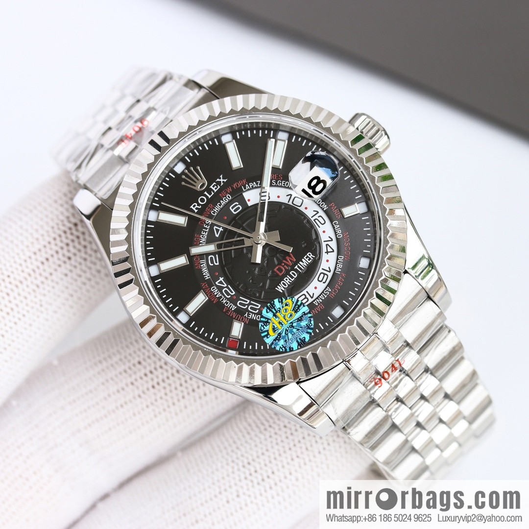 H8 new yin and yang Rolex Sky-Dweller Skywalker longitudinal bezel with Rolex Ring Command triangular pit pattern five-strand chain