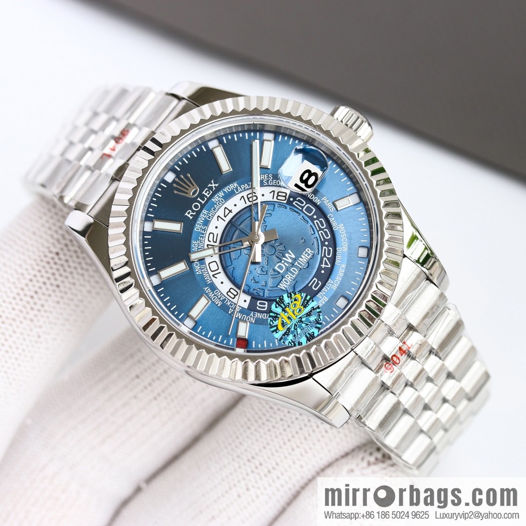 H8 new yin and yang Rolex Sky-Dweller Skywalker longitudinal bezel with Rolex Ring Command triangular pit pattern five-strand chain