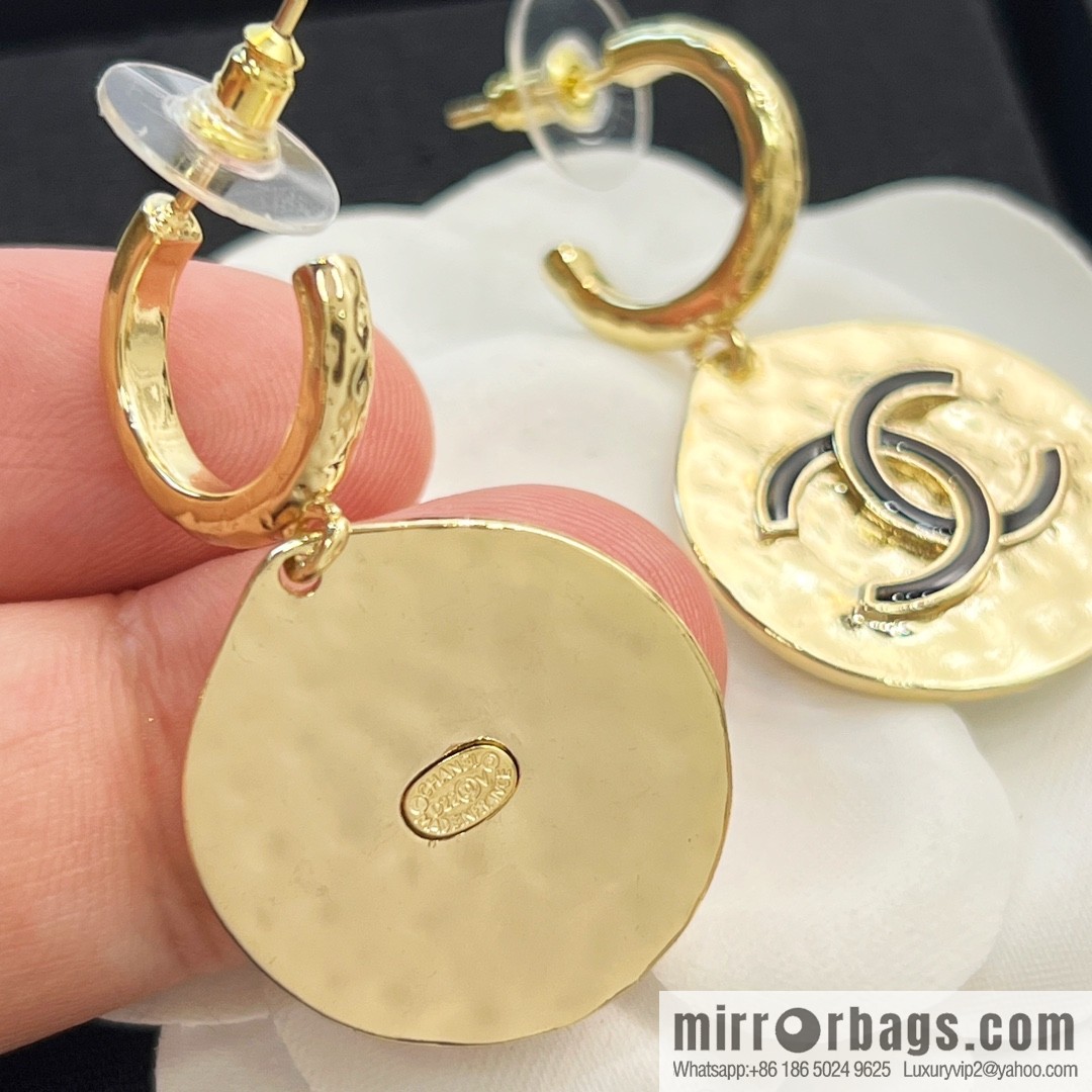 New ☑️ Chanel double c round stud earrings