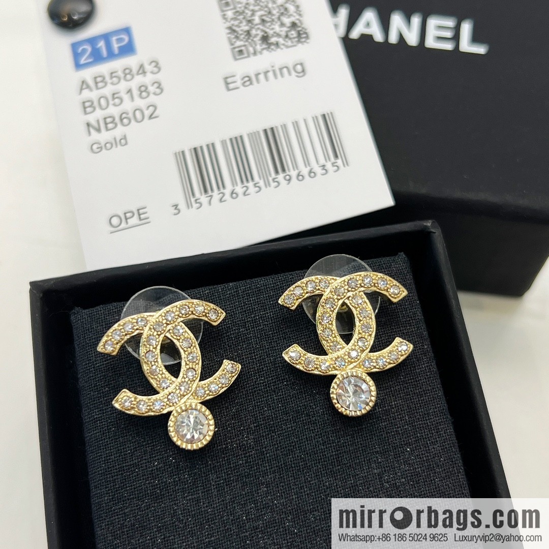 New ☑️ Chanel double c single diamond stud earrings