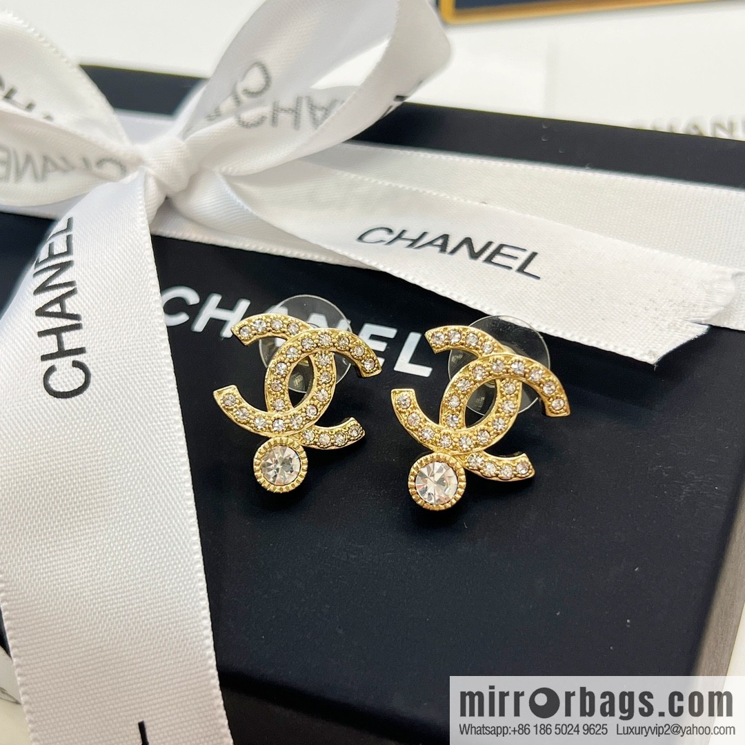 New ☑️ Chanel double c single diamond stud earrings
