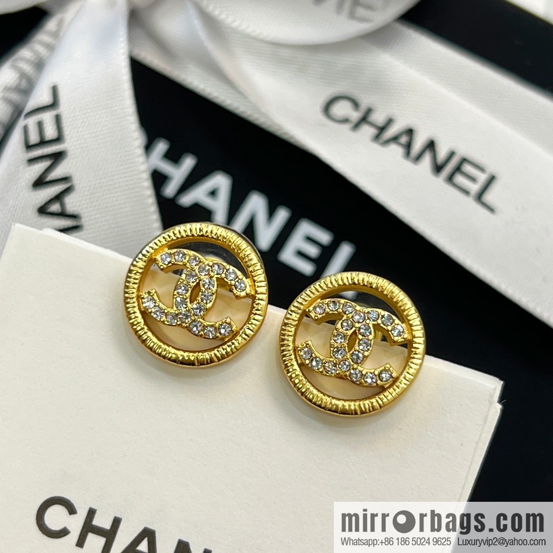 New ☑️ Chanel double c round stud earrings