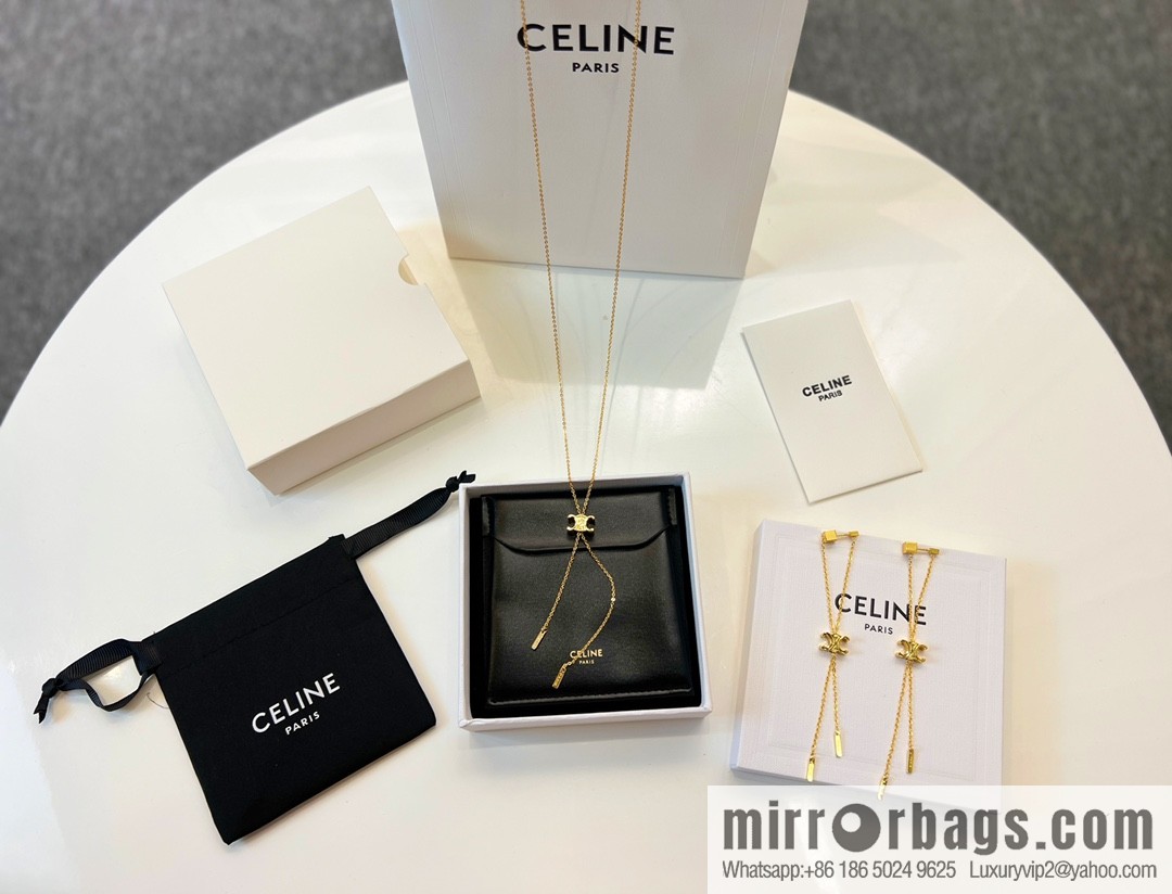 Celine Arc de Triomphe fringed necklace earrings