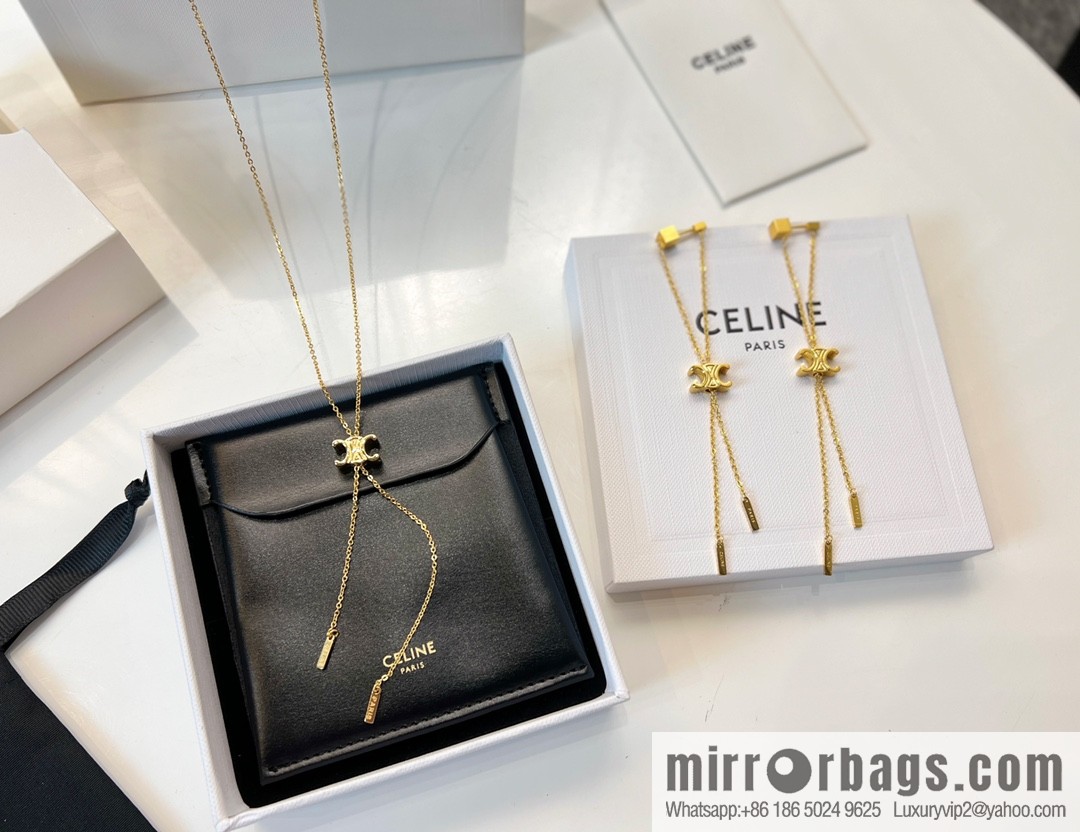 Celine Arc de Triomphe fringed necklace earrings