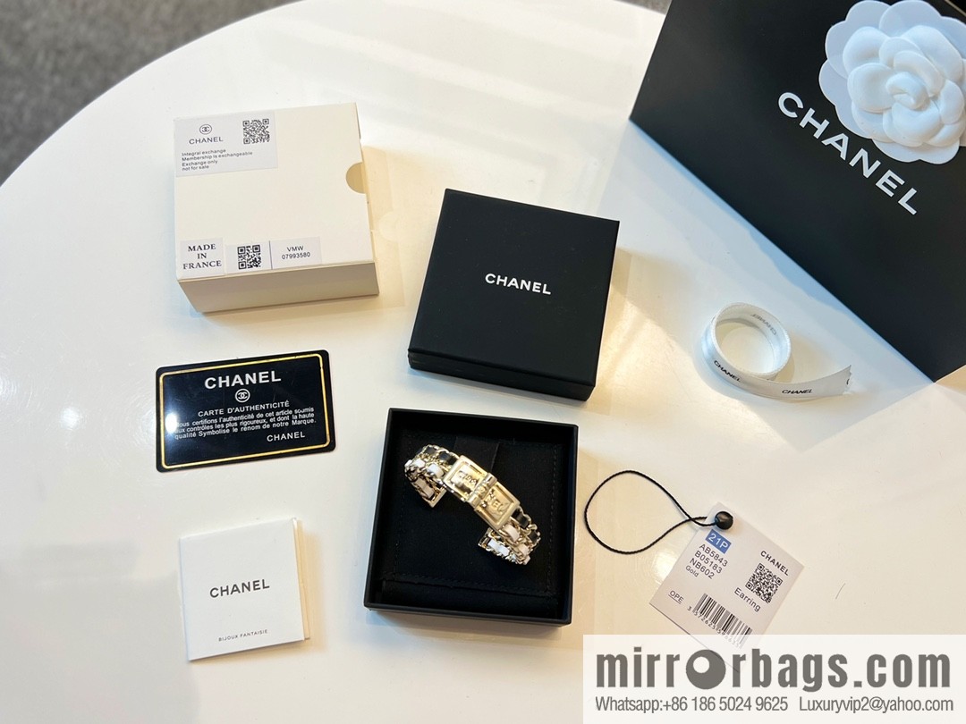 New ☑️ Chanel double c black and white leather rope open bracelet