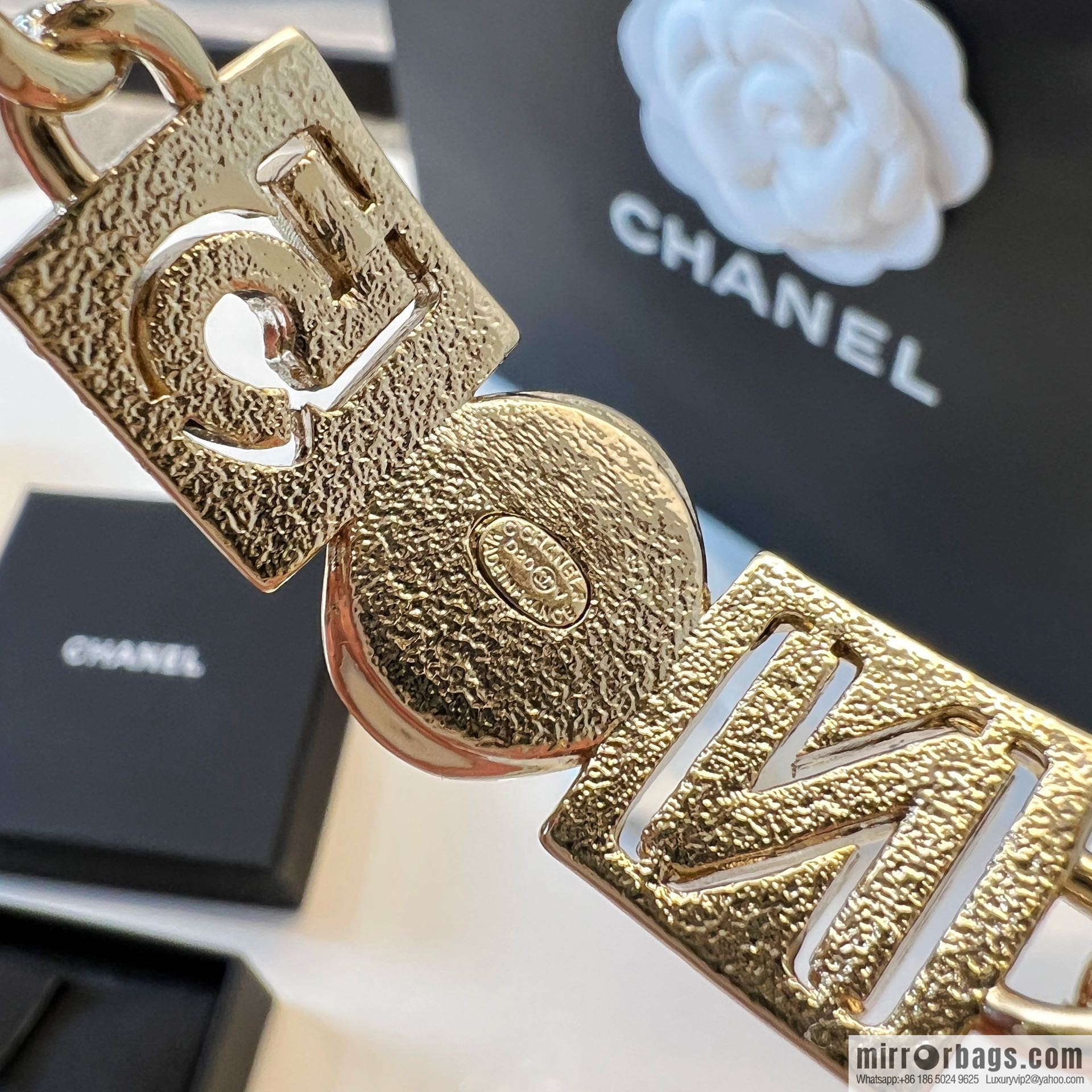 New ☑️ Chanel double c letter 5 word opening bracelet