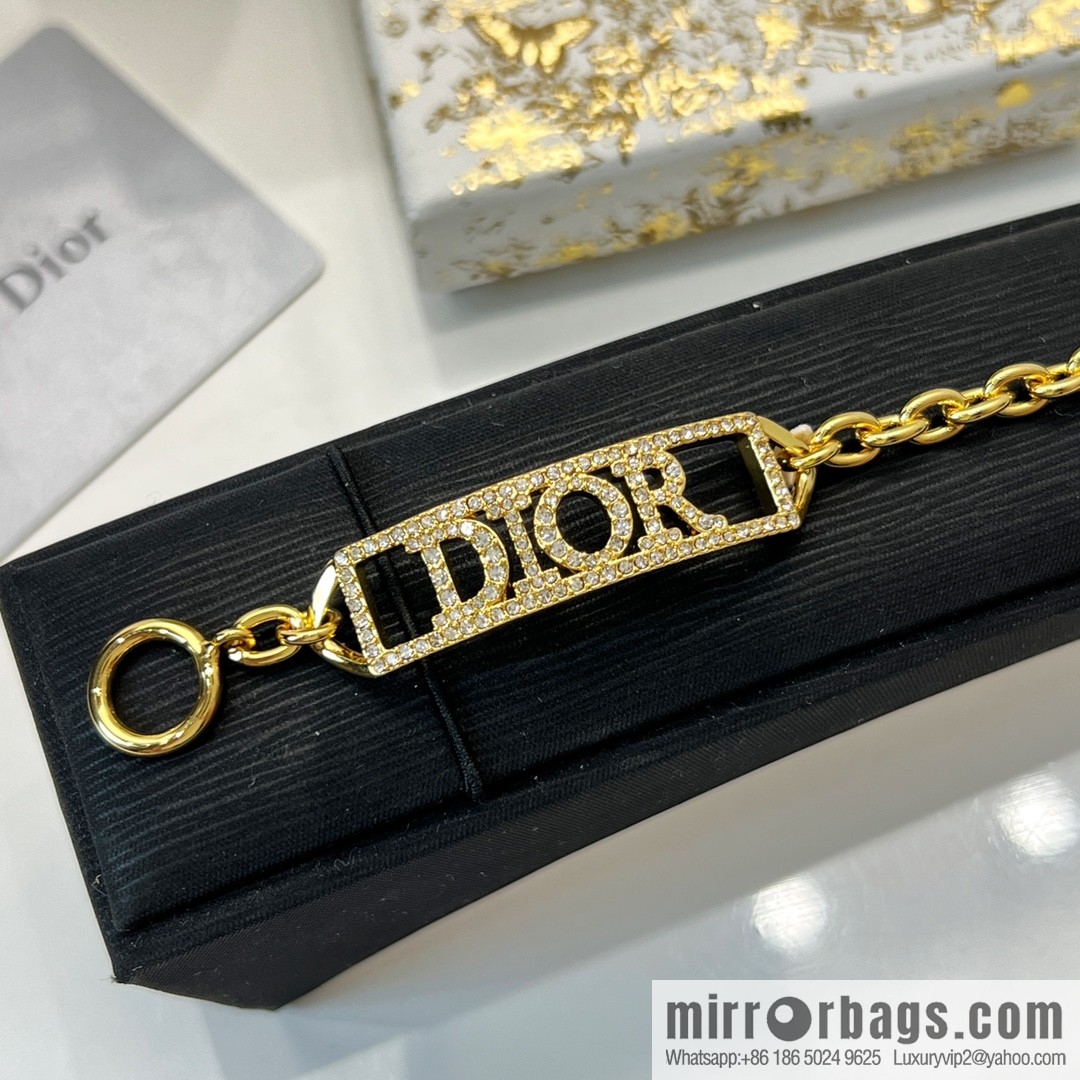New ☑️ Dior full diamond letter necklace bracelet