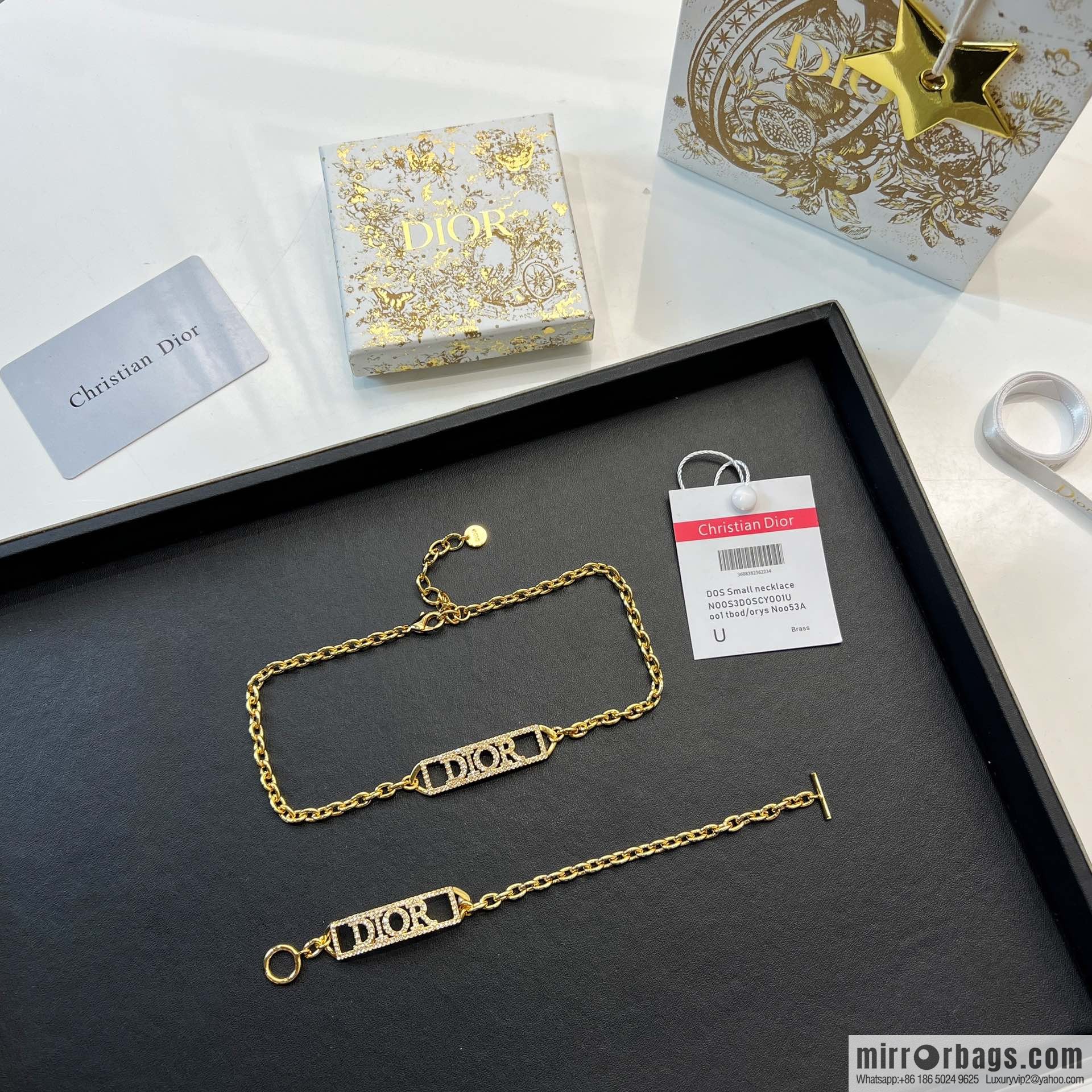 New ☑️ Dior full diamond letter necklace bracelet
