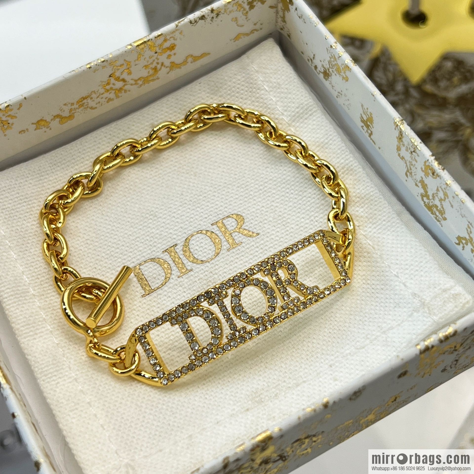 New ☑️ Dior full diamond letter necklace bracelet