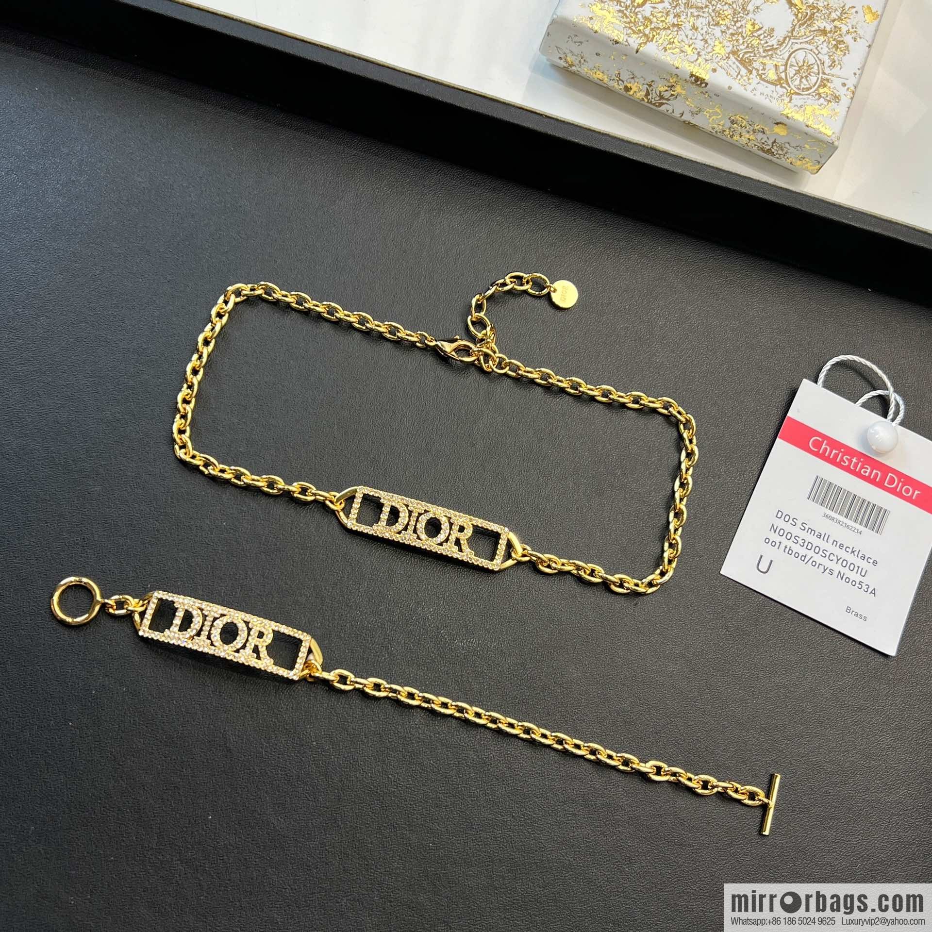 New ☑️ Dior full diamond letter necklace bracelet