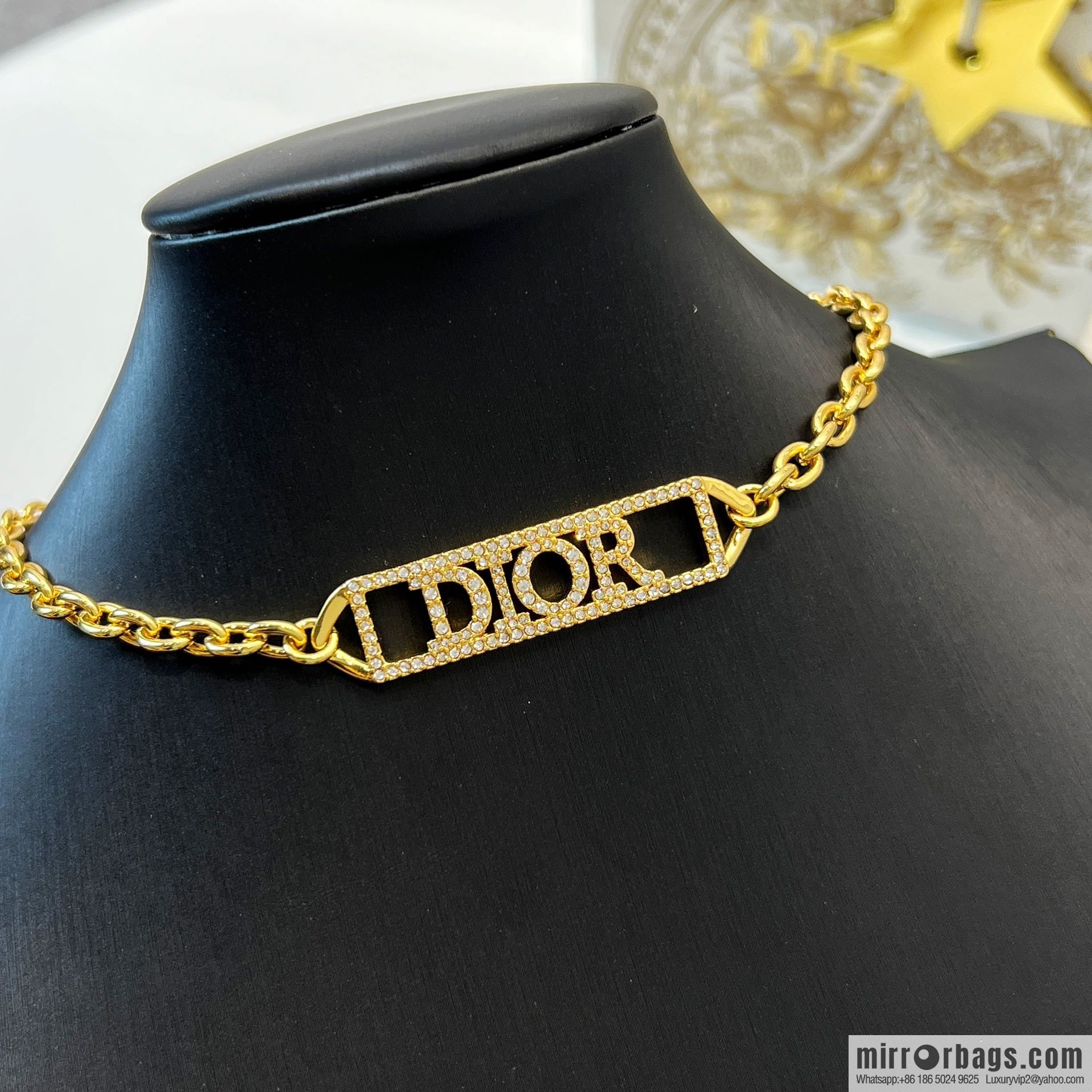 New ☑️ Dior full diamond letter necklace bracelet