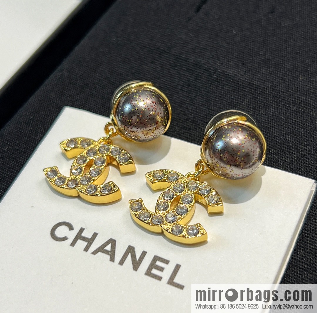 New ☑️ Chanel double c black pearl stud earrings