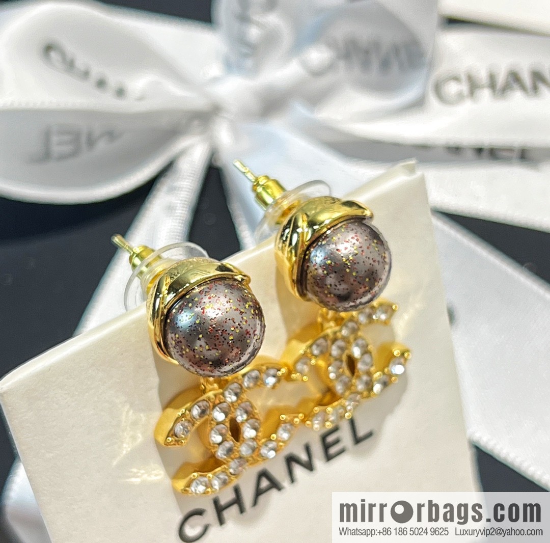 New ☑️ Chanel double c black pearl stud earrings