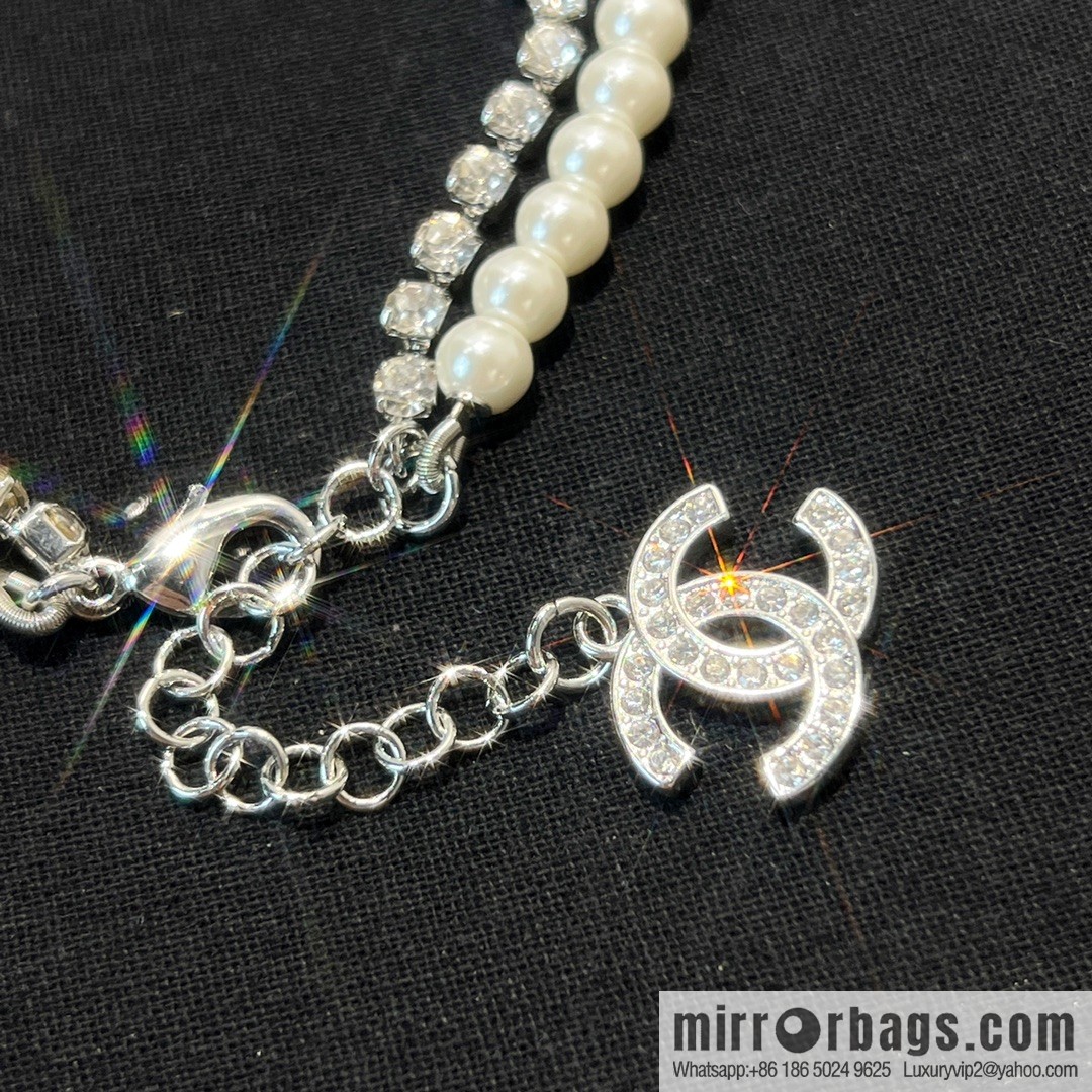 2021 new Chanel black diamond full diamond 19 pearl double layer necklace