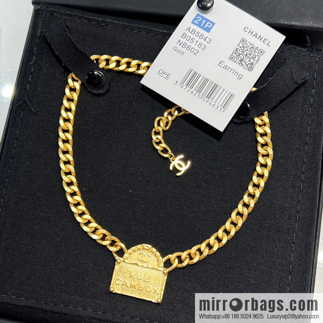New ☑️ Chanel double c gold bag shopping bag necklace