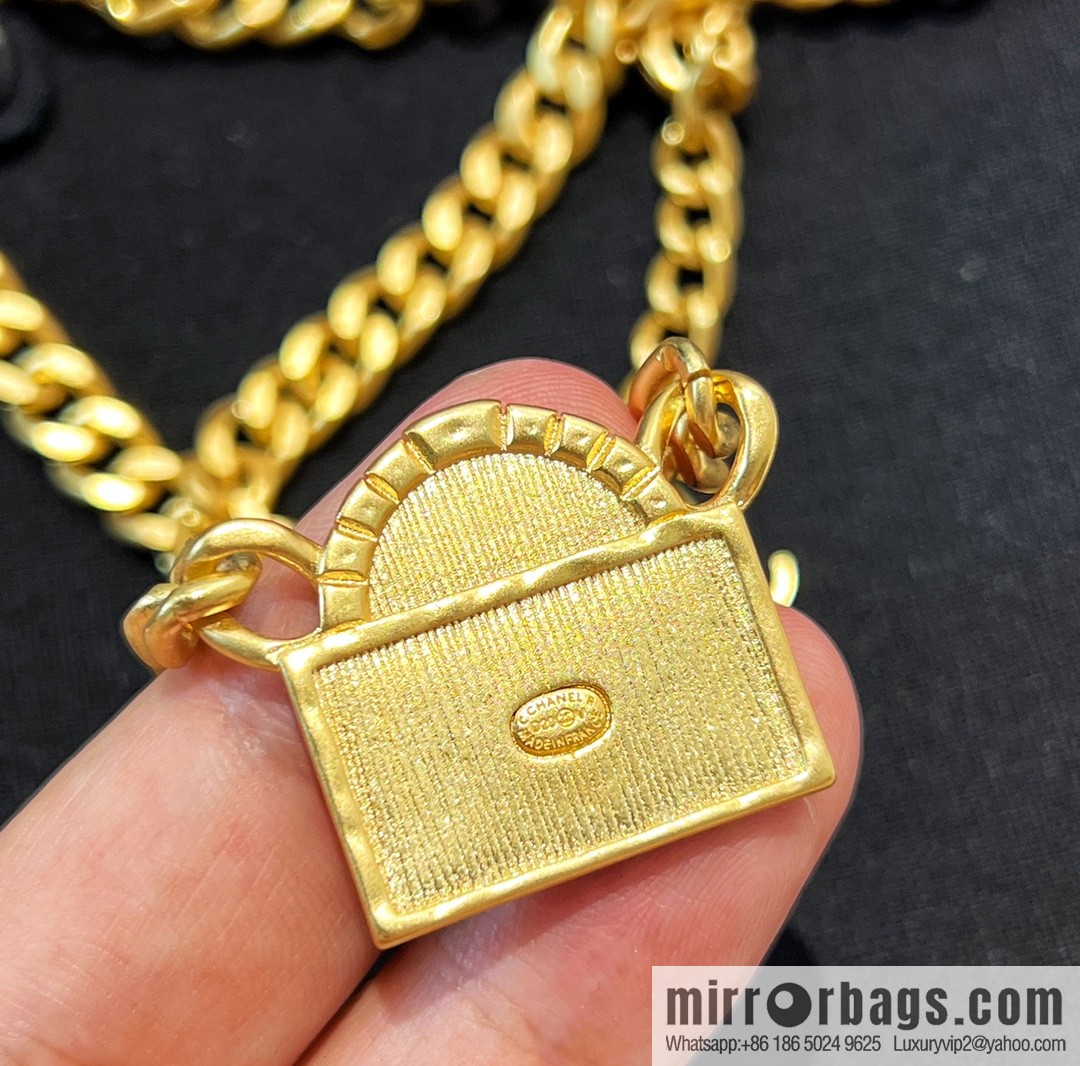 New ☑️ Chanel double c gold bag shopping bag necklace