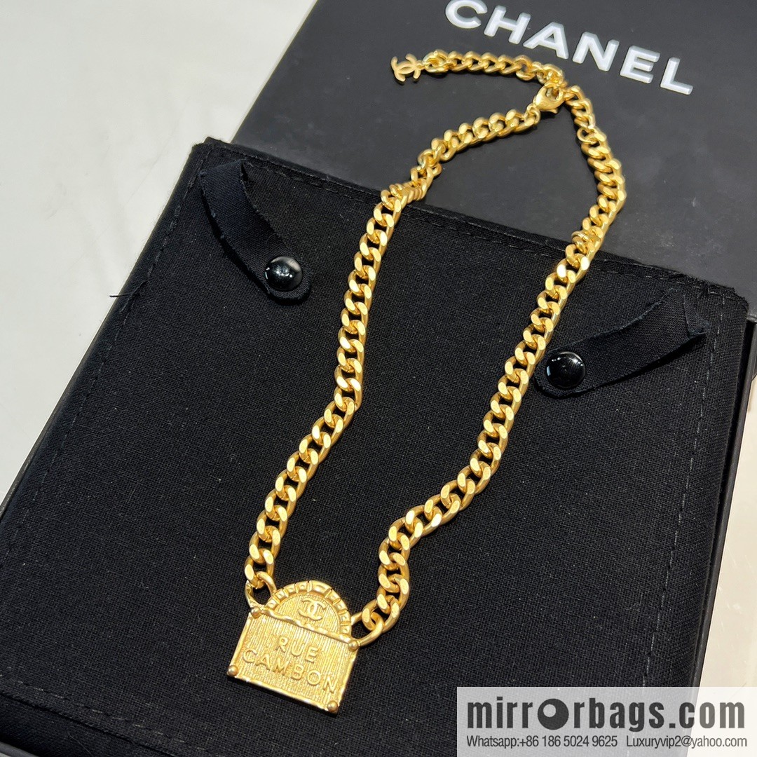 New ☑️ Chanel double c gold bag shopping bag necklace