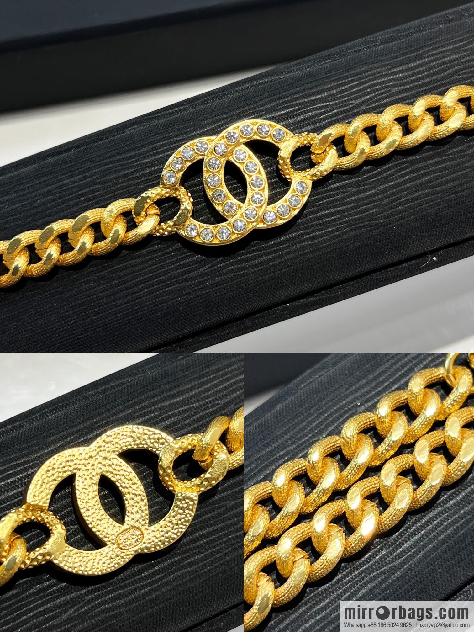 New ☑️ Chanel gold double c full diamond necklace bracelet
