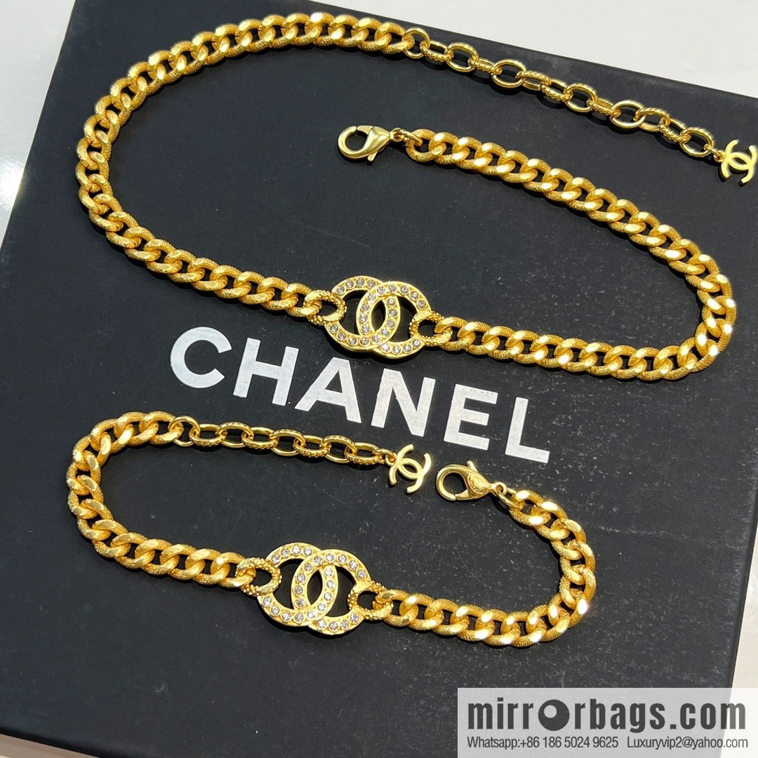New ☑️ Chanel gold double c full diamond necklace bracelet