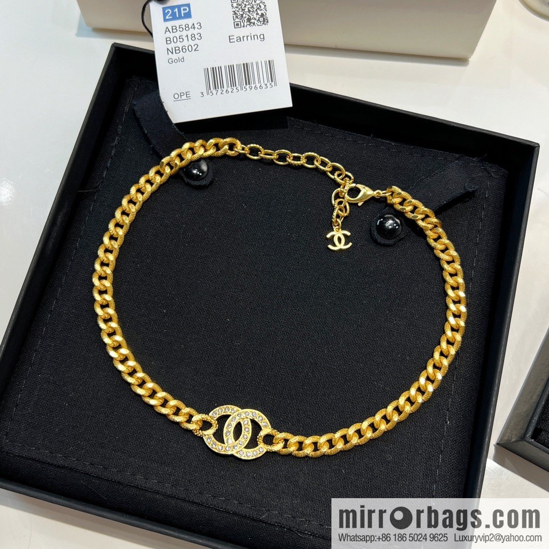 New ☑️ Chanel gold double c full diamond necklace bracelet