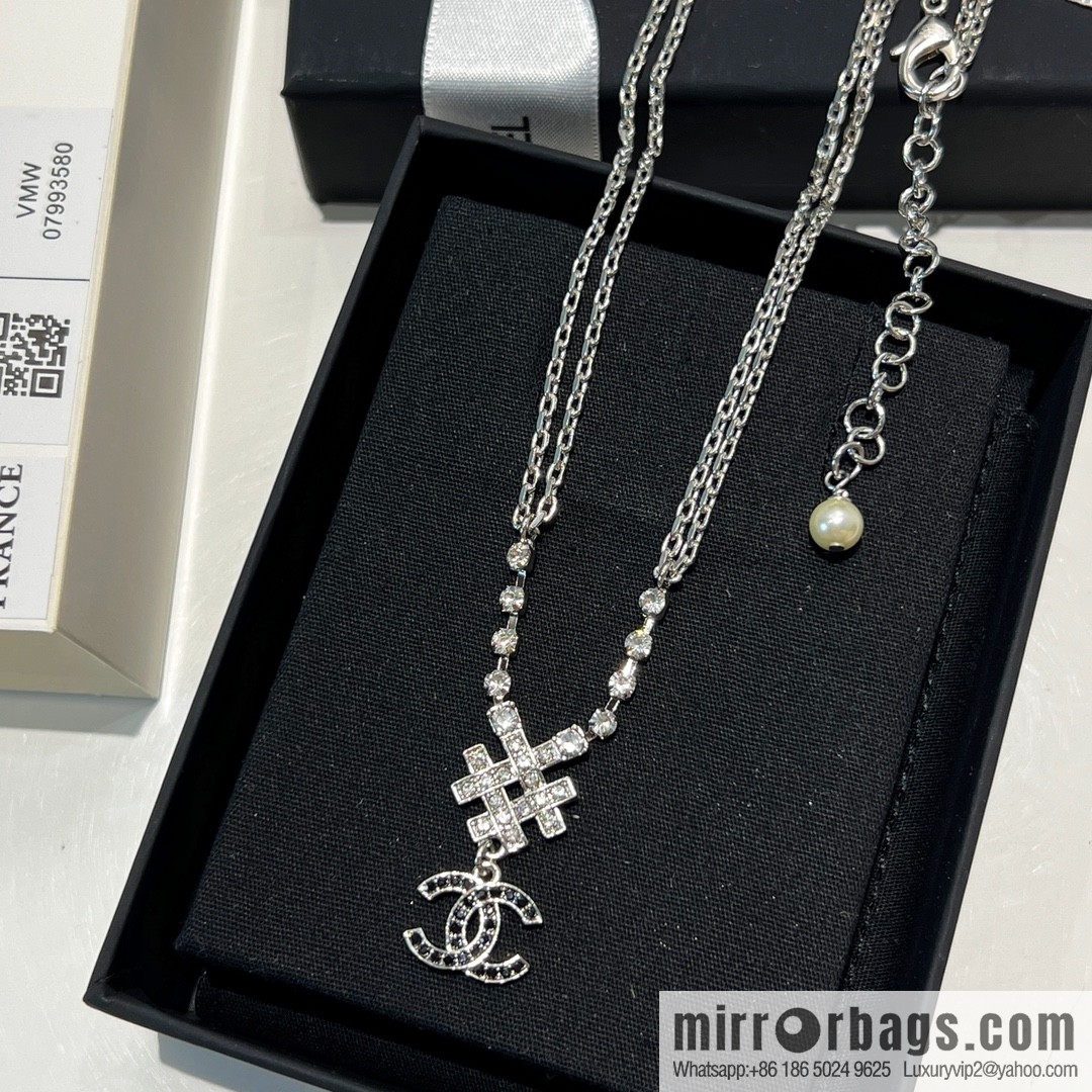 New ☑️ Chanel double c double layer snowflake black diamond necklace