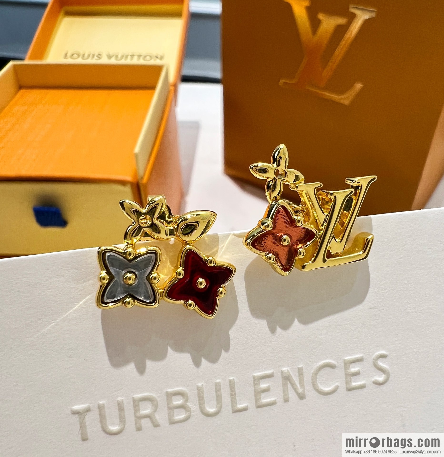Louis Vuitton lv crystal monogram necklace stud earrings