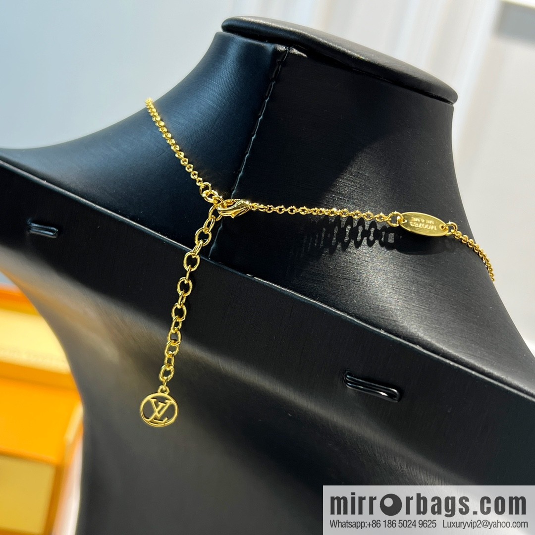Louis Vuitton lv crystal monogram necklace stud earrings