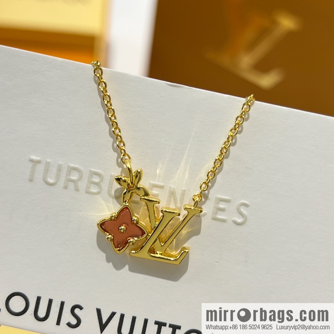 Louis Vuitton lv crystal monogram necklace stud earrings