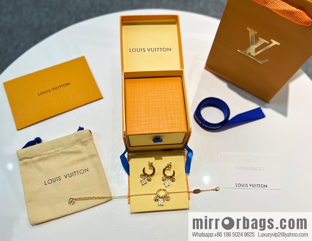 Louis Vuitton lv crystal monogram bracelet stud earrings