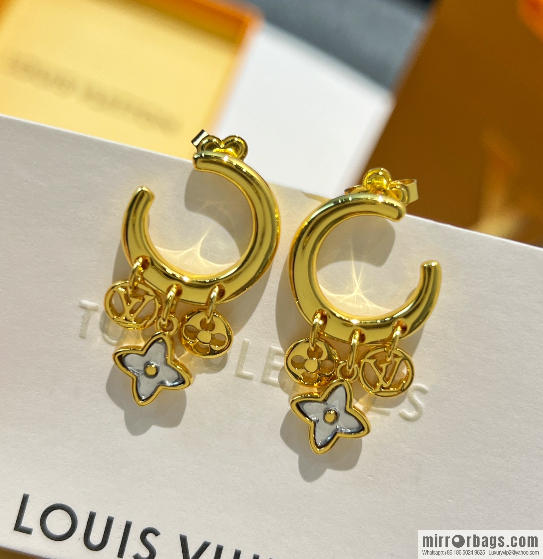 Louis Vuitton lv crystal monogram bracelet stud earrings