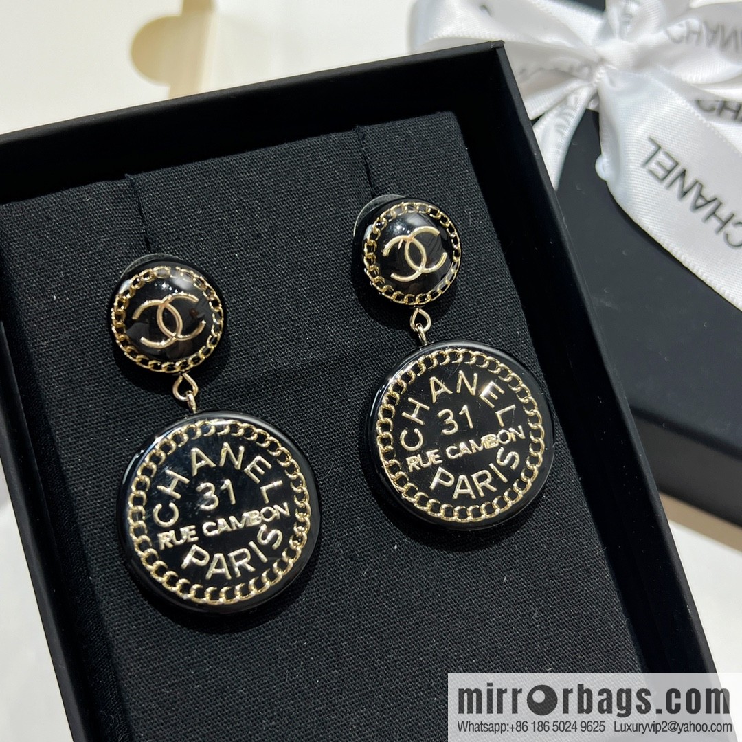 New ☑️ Chanel double c round acrylic letter earrings