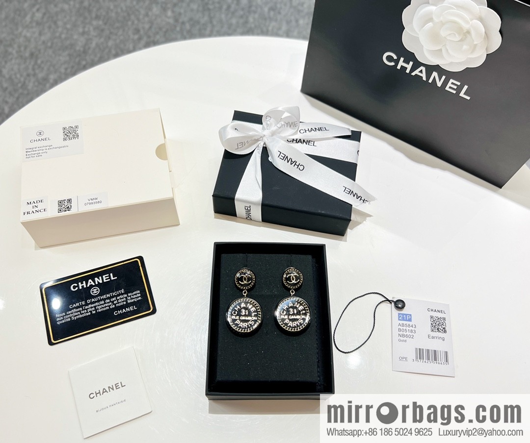 New ☑️ Chanel double c round acrylic letter earrings