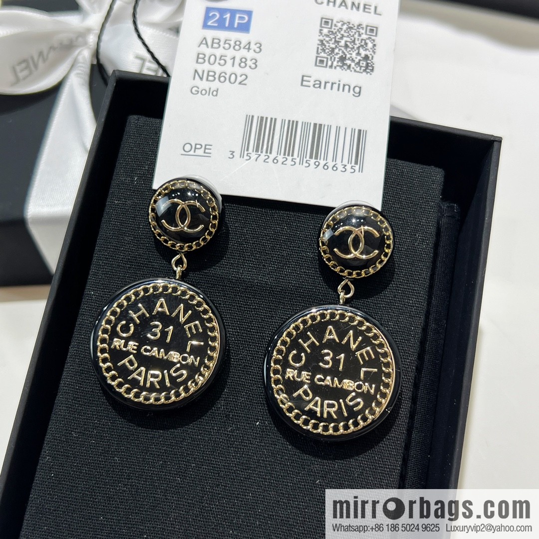 New ☑️ Chanel double c round acrylic letter earrings
