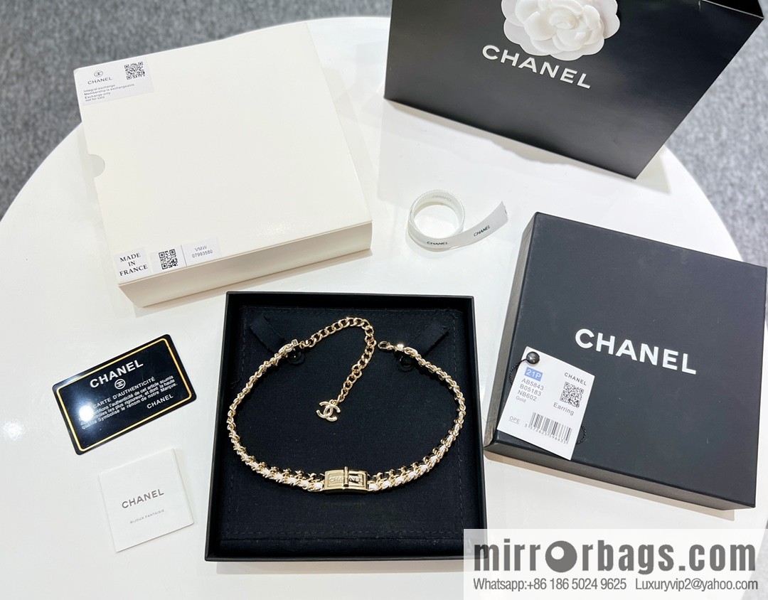 New ☑️ Chanel double c black leather rope lock neck chain necklace choker