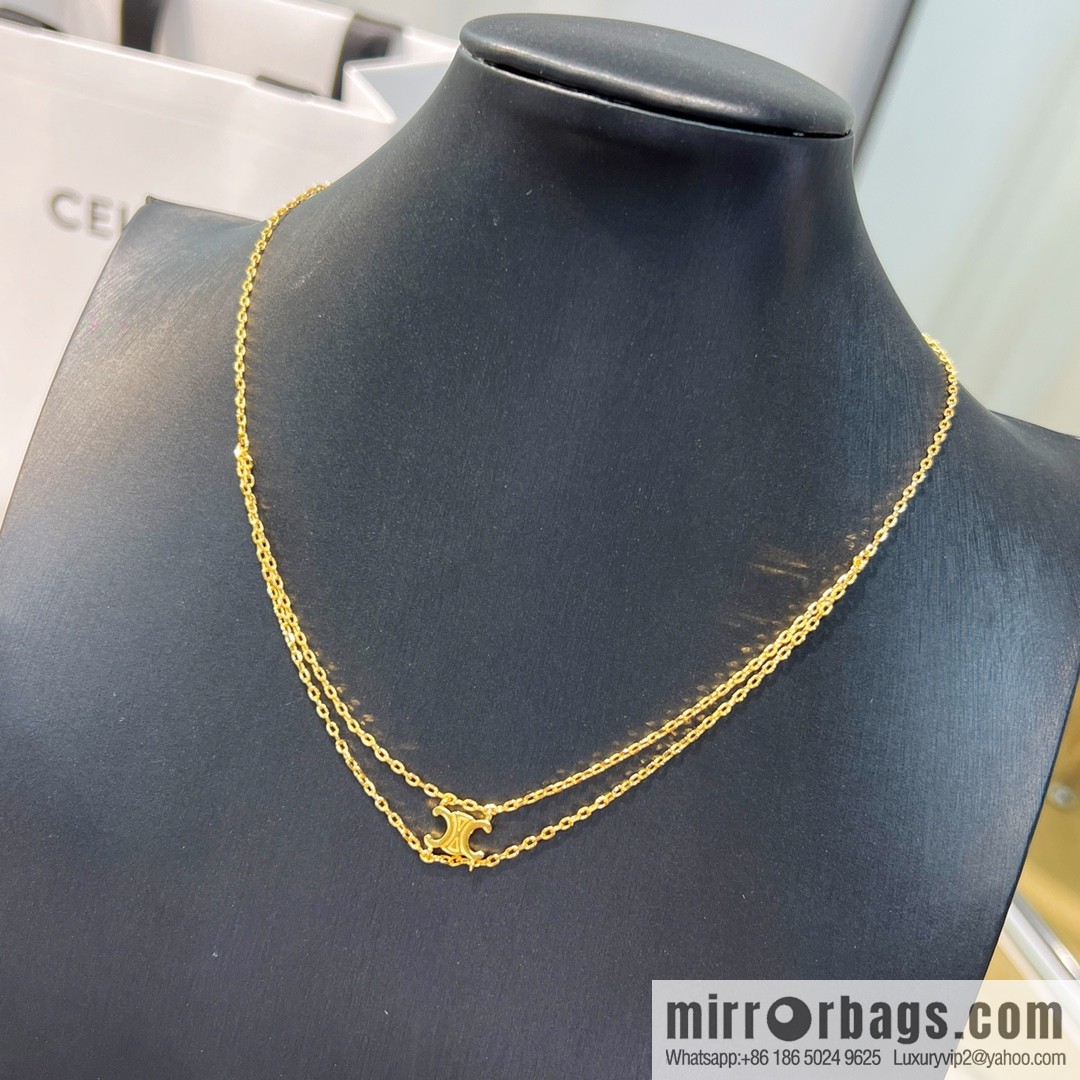 New Celine Arc de Triomphe gold double bracelet necklace