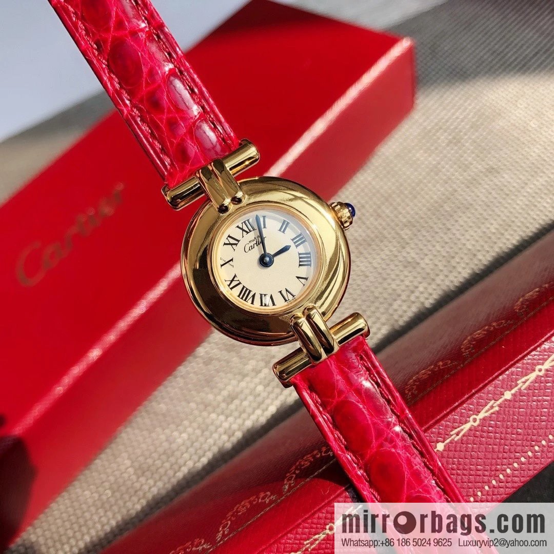 Crocodile leather version YYDS Cartier small cyclone must de small gold watch vintage medieval out of stock king
