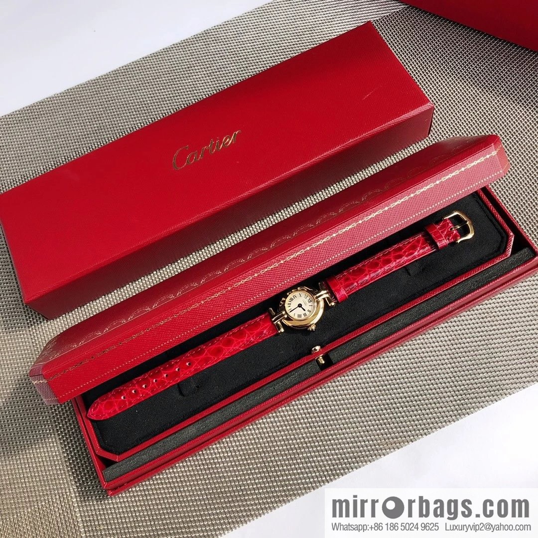 Crocodile leather version YYDS Cartier small cyclone must de small gold watch vintage medieval out of stock king