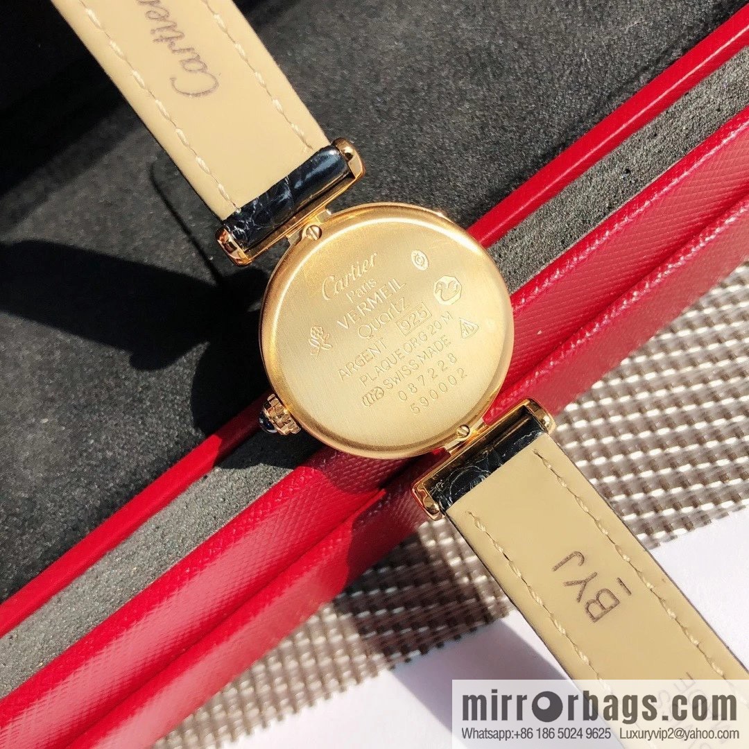 Crocodile leather version YYDS Cartier small cyclone must de small gold watch vintage medieval out of stock king
