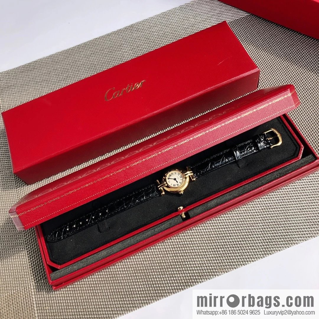 Crocodile leather version YYDS Cartier small cyclone must de small gold watch vintage medieval out of stock king