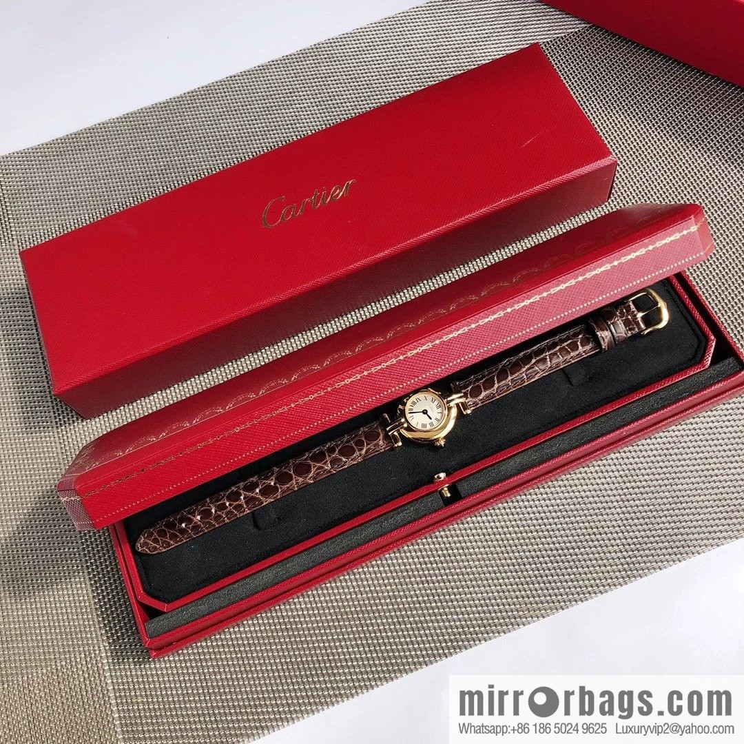 Crocodile leather version YYDS Cartier small cyclone must de small gold watch vintage medieval out of stock king