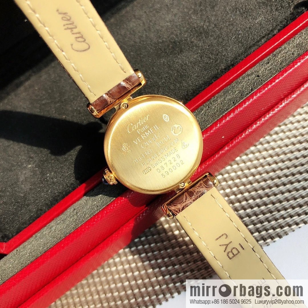 Crocodile leather version YYDS Cartier small cyclone must de small gold watch vintage medieval out of stock king