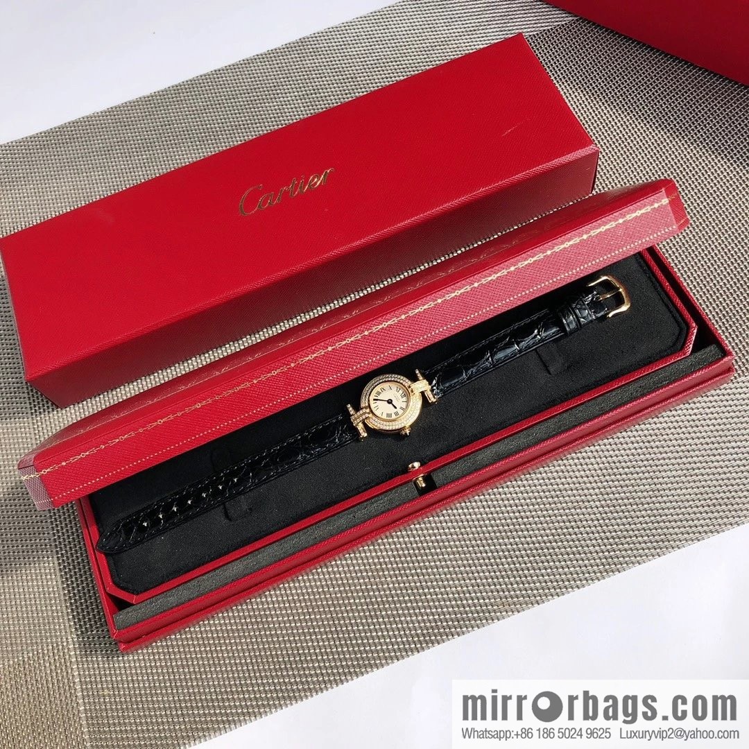 Crocodile leather version YYDS Cartier small cyclone must de small gold watch vintage medieval out of stock king
