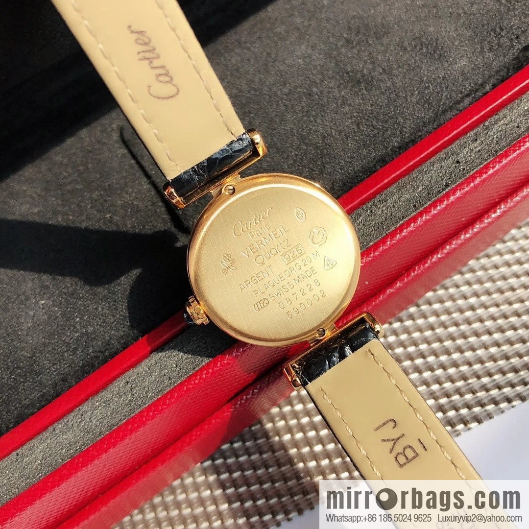 Crocodile leather version YYDS Cartier small cyclone must de small gold watch vintage medieval out of stock king