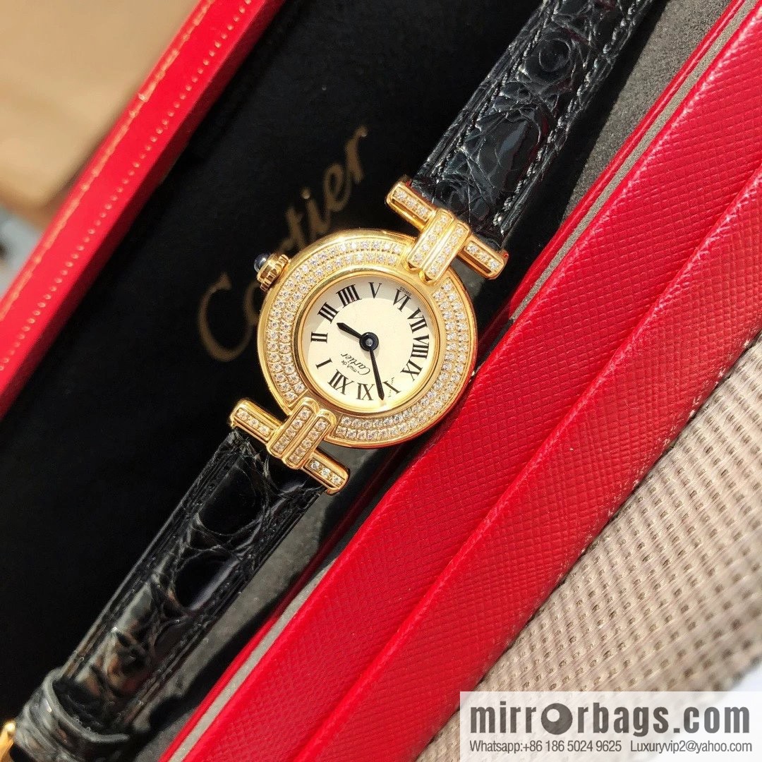 Crocodile leather version YYDS Cartier small cyclone must de small gold watch vintage medieval out of stock king