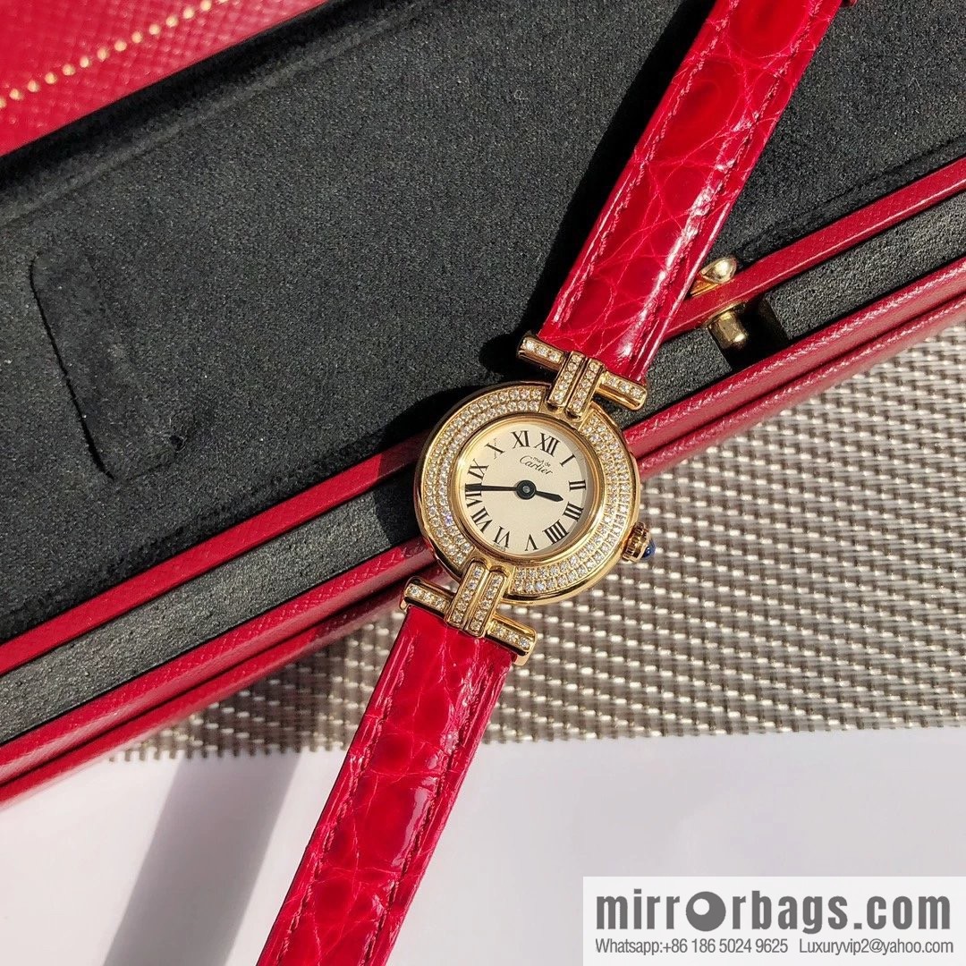 Crocodile leather version YYDS Cartier small cyclone must de small gold watch vintage medieval out of stock king