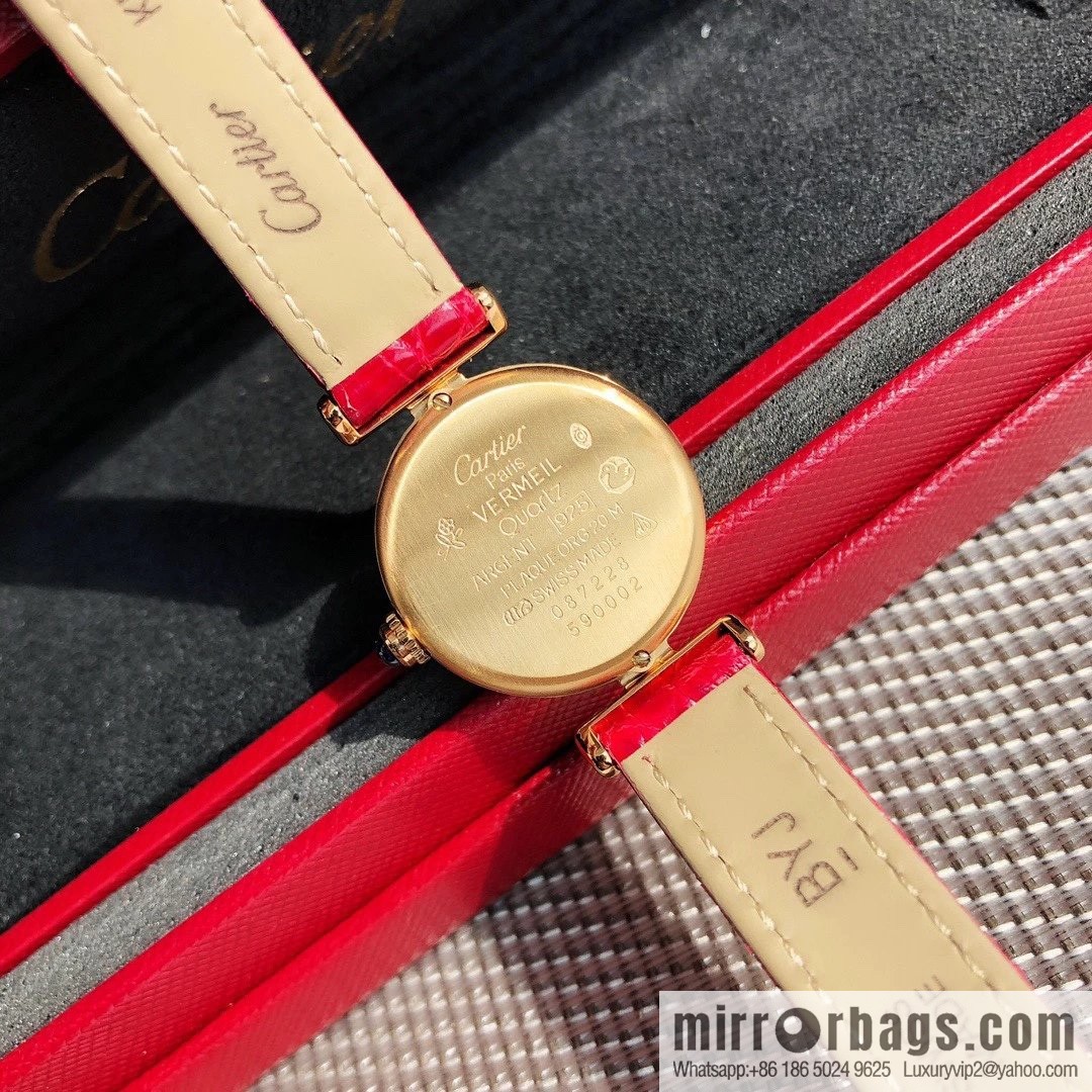 Crocodile leather version YYDS Cartier small cyclone must de small gold watch vintage medieval out of stock king