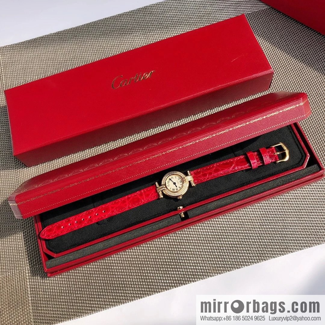 Crocodile leather version YYDS Cartier small cyclone must de small gold watch vintage medieval out of stock king