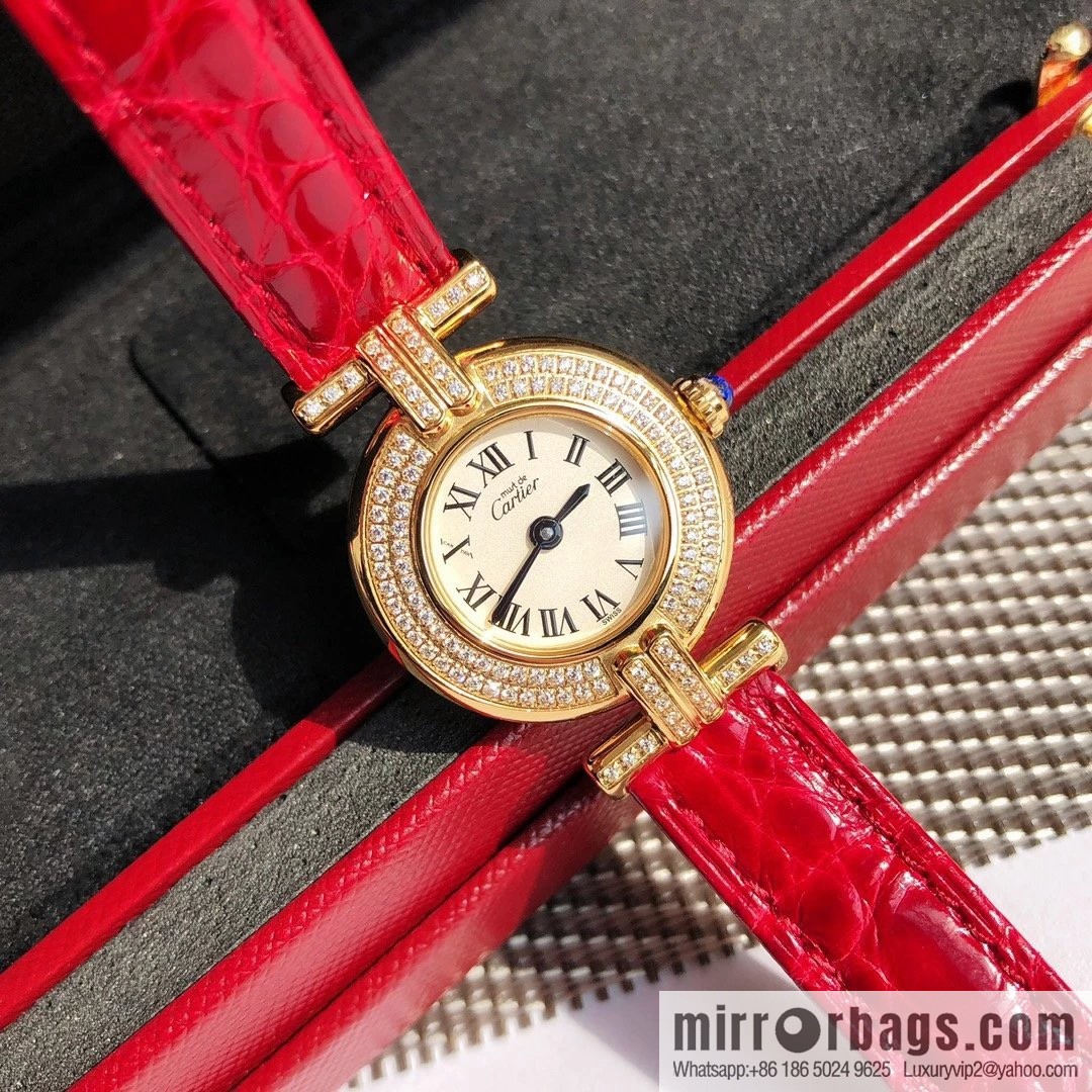 Crocodile leather version YYDS Cartier small cyclone must de small gold watch vintage medieval out of stock king