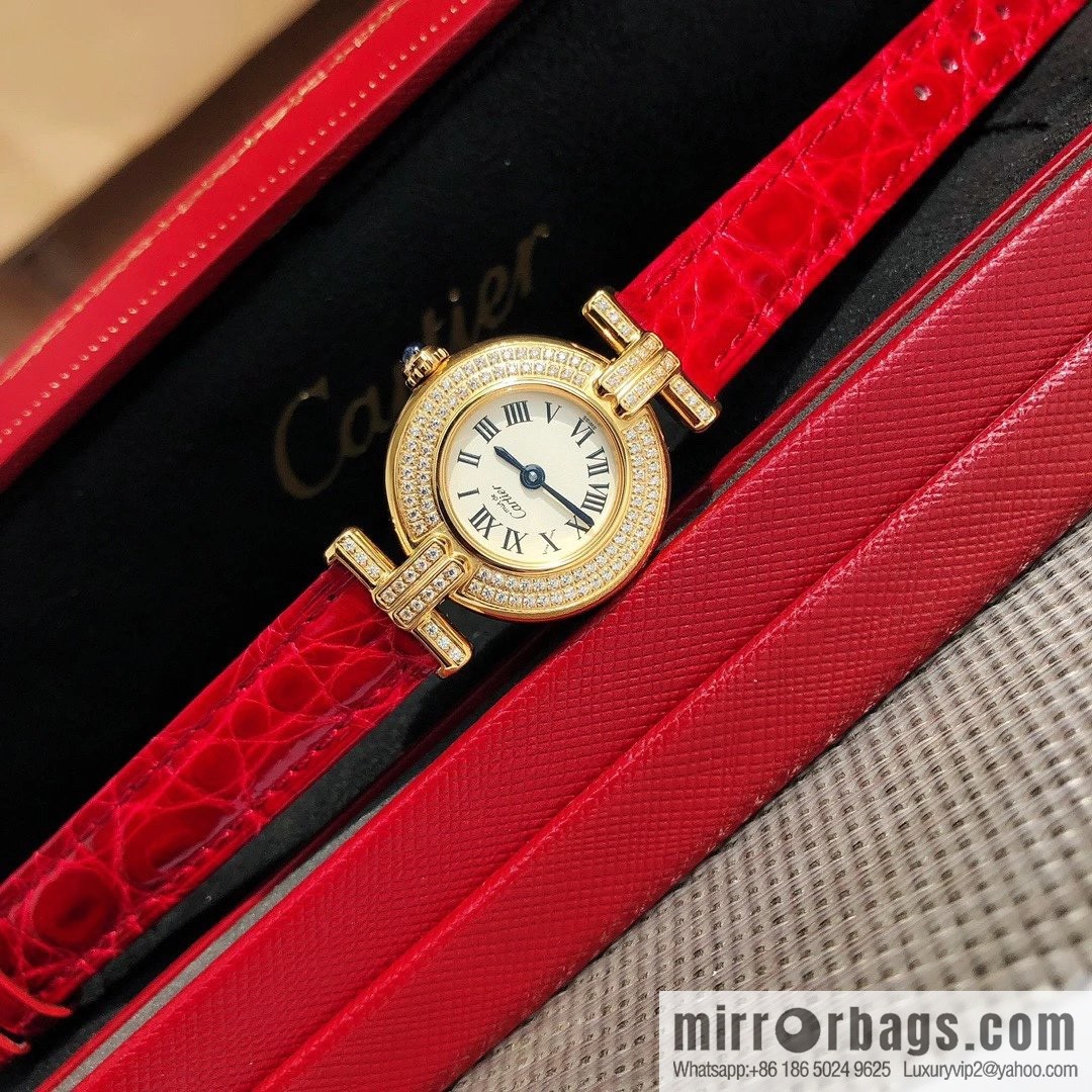 Crocodile leather version YYDS Cartier small cyclone must de small gold watch vintage medieval out of stock king